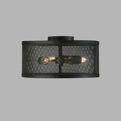 Deckenleuchten|Flurlampen*Searchlight Deckenleuchte Metall rund Ø 45 cm 3x E27 Schwarz Retro