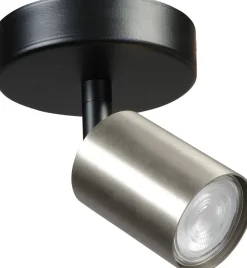 Masterlight Deckenleuchte Metall Schwarz Nickel rund verstellbar< Spots|Wandleuchten