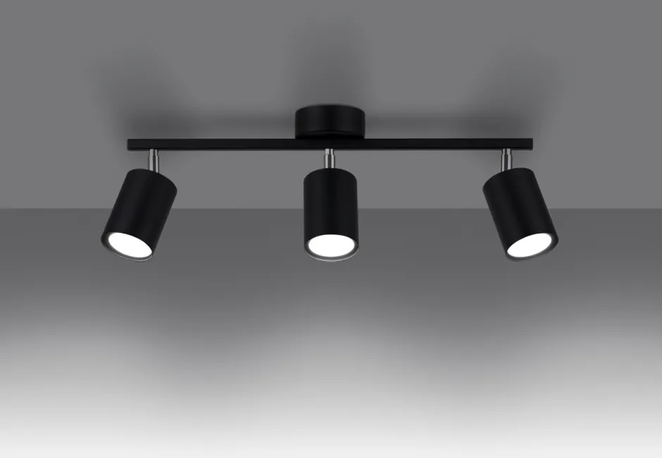 Sollux Deckenleuchte Metall schwenkbar 3-flammig Schwarz< Deckenleuchten|Flurlampen