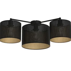 Luminex Deckenleuchte Metall Schwarz Gold E27 3-flammig L:61 cm< Deckenleuchten|Flurlampen