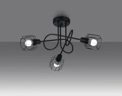 Sollux Deckenleuchte Metall Schwarz 3-flammig E14 Draht Schirm< Deckenleuchten|Flurlampen