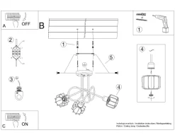 Sollux Deckenleuchte Metall Schwarz 3-flammig E14 Draht Schirm< Deckenleuchten|Flurlampen