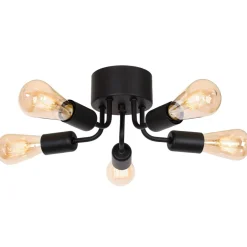 Deckenleuchten|Bürolampen*Luminex Deckenleuchte Metall Schwarz Retro Ø30 cm flach