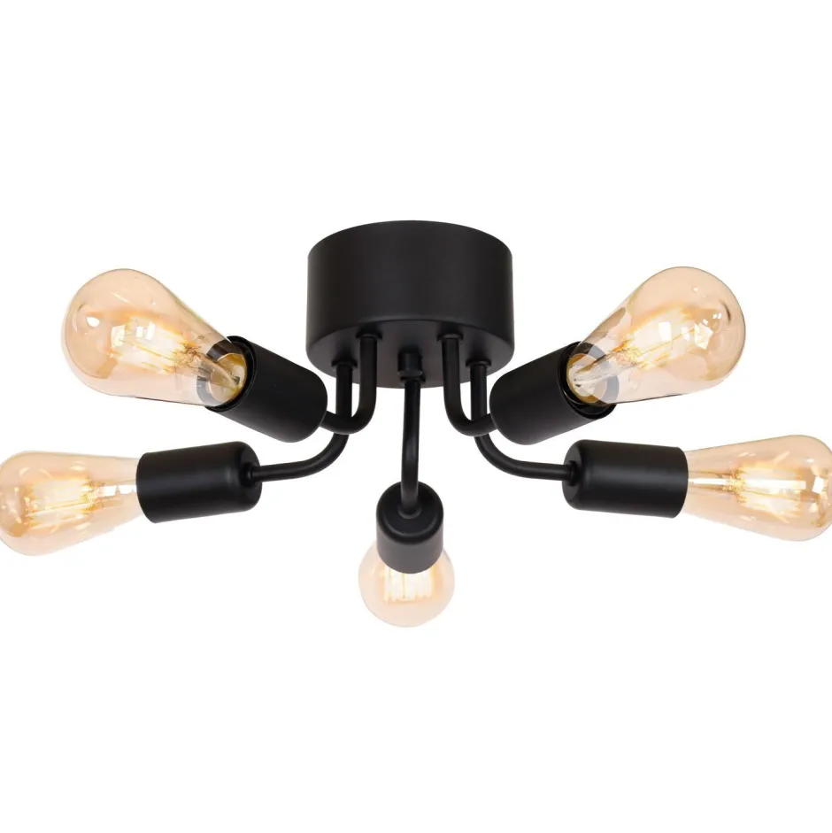 Deckenleuchten|Bürolampen*Luminex Deckenleuchte Metall Schwarz Retro Ø30 cm flach