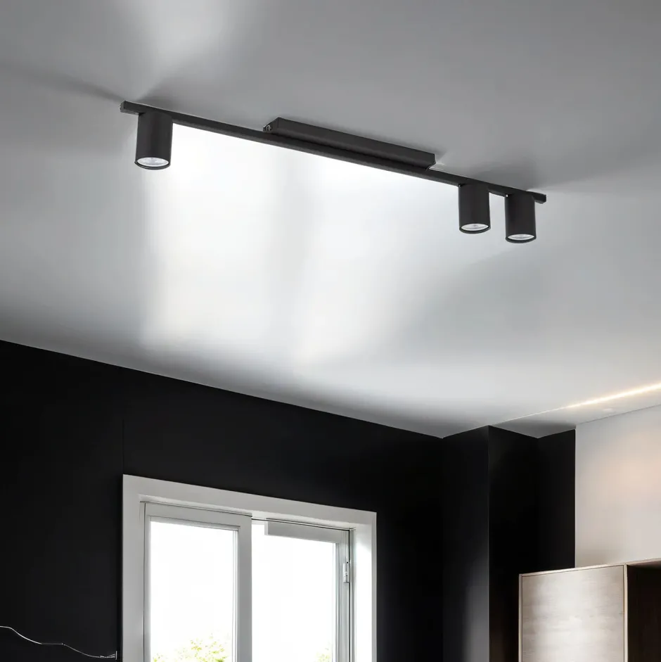 Wohnzimmerlampen|Bürolampen*TK Lighting Deckenleuchte Metall Schwarz 80 cm lang 3-flammig