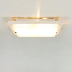 Lamkur Deckenleuchte mit Holz Weiß Wohnzimmer eckig< Holzlampen|Moderne Lampen