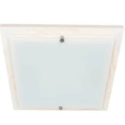 Lamkur Deckenleuchte mit Holz Weiß Wohnzimmer eckig< Holzlampen|Moderne Lampen