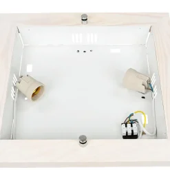 Lamkur Deckenleuchte mit Holz Weiß Wohnzimmer eckig< Holzlampen|Moderne Lampen