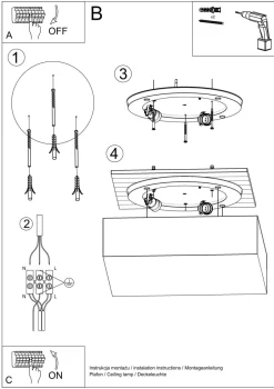 Deckenleuchten|Flurlampen*Sollux Deckenleuchte Modern 55 cm breit Weiß quadratisch
