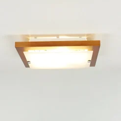 Lamkur Deckenleuchte Modern Wohnzimmer Holz quadratisch< Holzlampen|Moderne Lampen