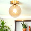 TK Lighting Deckenleuchte Rauchglas Ø 12 cm rund in Bernstein Gold G9< Glaslampen|Metall Lampen