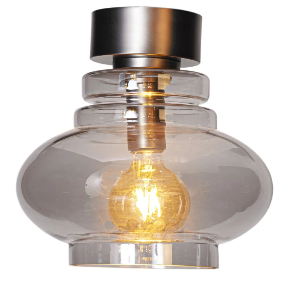 Deckenleuchten|Wohnzimmerlampen*By Rydéns Deckenleuchte Rauchglas Metall 30 cm breit E27 klein