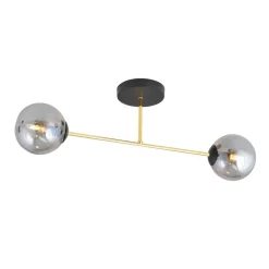 Deckenleuchten|Flurlampen*Emibig Deckenleuchte Rauchglas Metall 55 cm 2-flammig