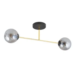 Deckenleuchten|Flurlampen*Emibig Deckenleuchte Rauchglas Metall 55 cm 2-flammig