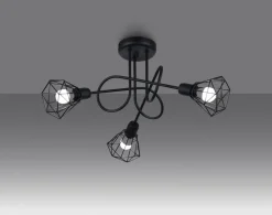 Sollux Deckenleuchte Retro Metall Schwarz 48 cm breit 3-flammig< Deckenleuchten|Flurlampen