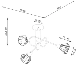 Sollux Deckenleuchte Retro Metall Schwarz 48 cm breit 3-flammig< Deckenleuchten|Flurlampen