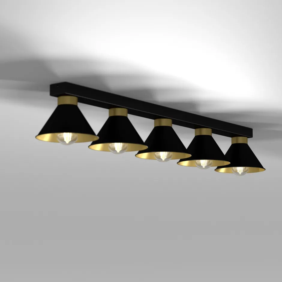 Deckenleuchten|Flurlampen*Luminex Deckenleuchte RIAN Metall 5-flammig Schwarz Gold