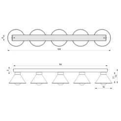 Deckenleuchten|Flurlampen*Luminex Deckenleuchte RIAN Metall 5-flammig Schwarz Gold