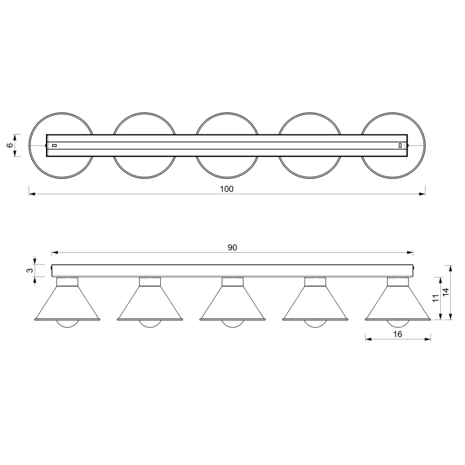 Deckenleuchten|Flurlampen*Luminex Deckenleuchte RIAN Metall 5-flammig Schwarz Gold