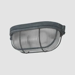 Deckenleuchten|Badezimmer Lampe*Steinhauer Deckenleuchte Riffelglas Metall Grau L:21 cm Industrie