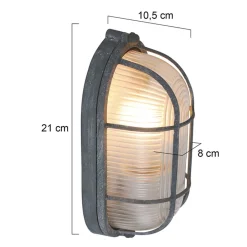 Deckenleuchten|Badezimmer Lampe*Steinhauer Deckenleuchte Riffelglas Metall Grau L:21 cm Industrie