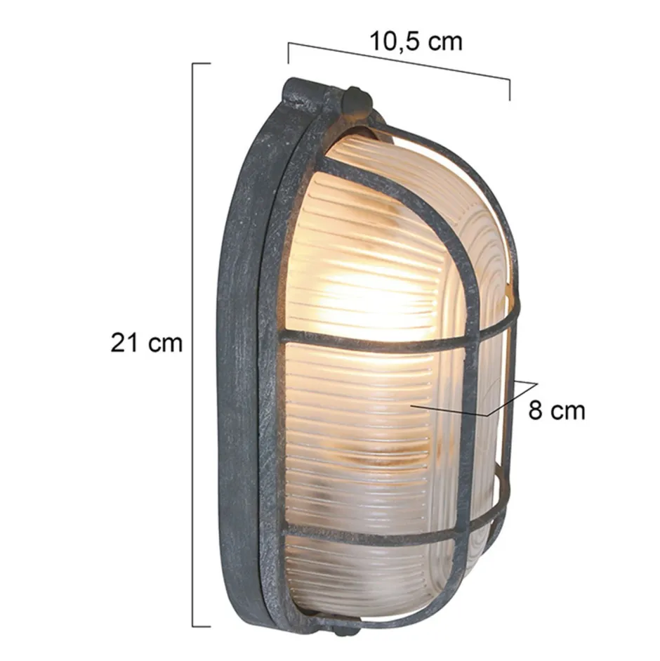 Deckenleuchten|Badezimmer Lampe*Steinhauer Deckenleuchte Riffelglas Metall Grau L:21 cm Industrie