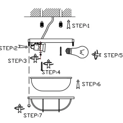 Deckenleuchten|Badezimmer Lampe*Steinhauer Deckenleuchte Riffelglas Metall Grau L:21 cm Industrie