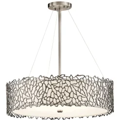 Elstead Deckenleuchte RINA Zinn Leinen Ø56cm Design Lampe< Deckenleuchten|Bürolampen