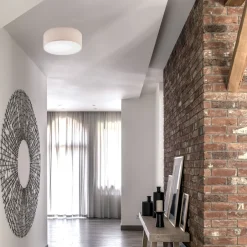 Lamkur Deckenleuchte rund Ø 35 cm Stoff Modern Beige blendarm E27< Deckenleuchten|Flurlampen