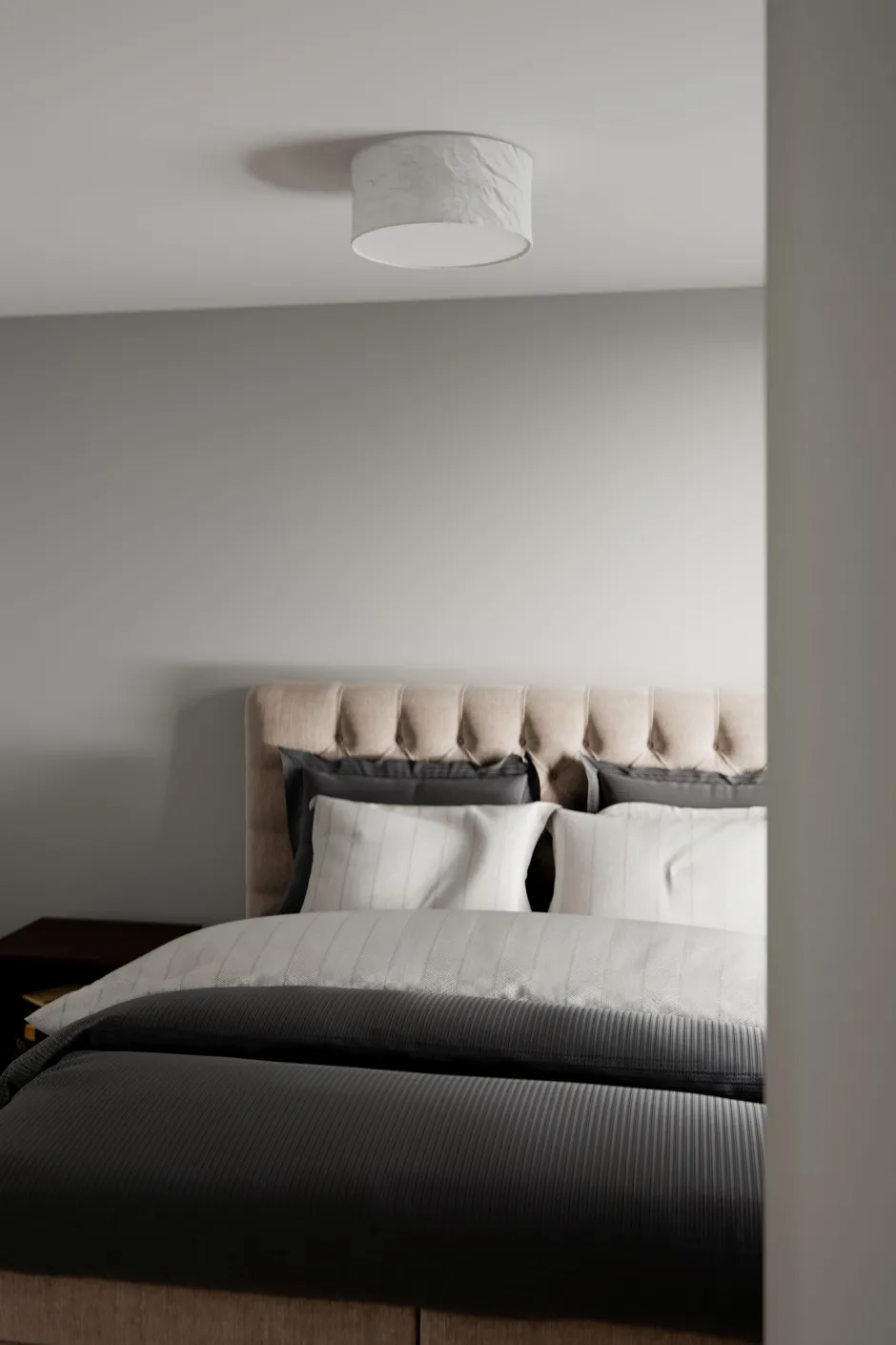 Deckenleuchten|Flurlampen*By Rydéns Deckenleuchte rund Ø 40 cm Weiß E27 Metall Stoff blendarm