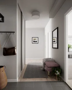 Deckenleuchten|Flurlampen*By Rydéns Deckenleuchte rund Ø 40 cm Weiß E27 Metall Stoff blendarm