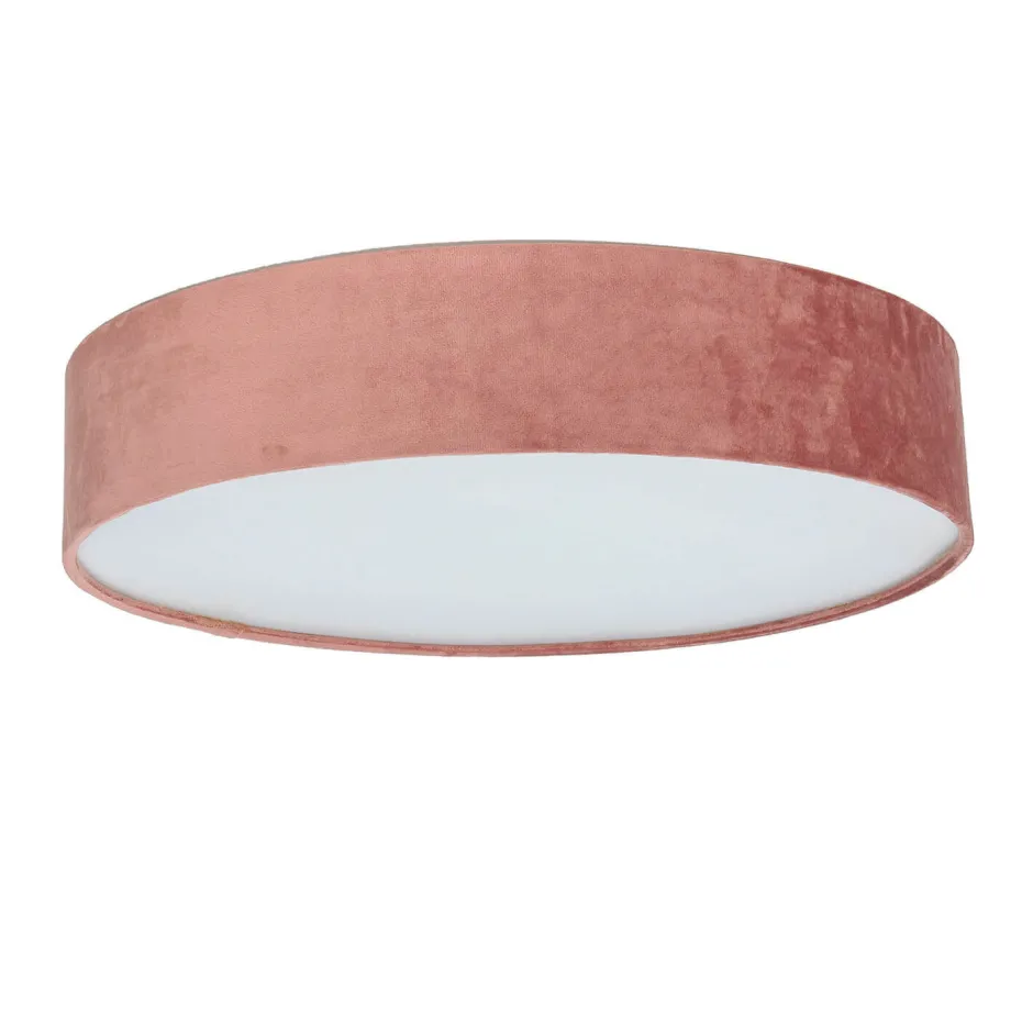 Searchlight Deckenleuchte rund Ø 50cm H: 10cm Rosa Samt Schirm 3x E27< Wohnzimmerlampen|Schlafzimmer Lampen