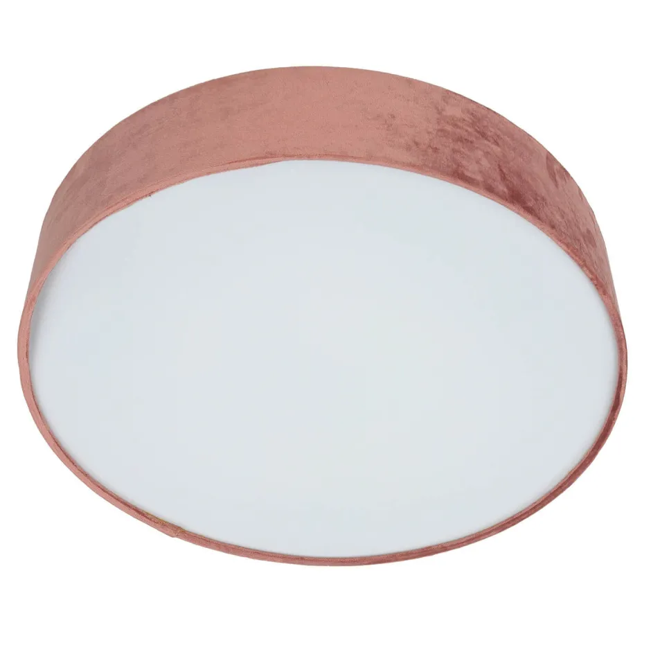 Searchlight Deckenleuchte rund Ø 50cm H: 10cm Rosa Samt Schirm 3x E27< Wohnzimmerlampen|Schlafzimmer Lampen