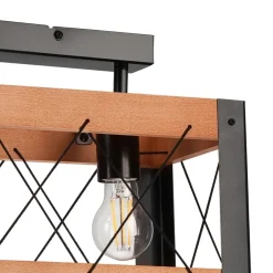 Deckenleuchten|Bürolampen*Lamkur Deckenleuchte Rustikal eckig L: 33 cm 2x E27 Holz Metall