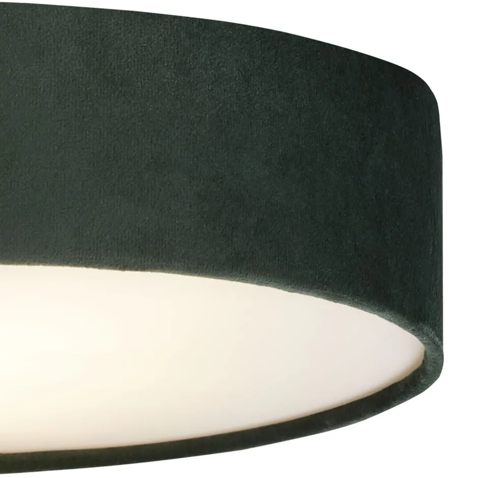 Deckenleuchten|Flurlampen*Searchlight Deckenleuchte Samt Schirm rund Ø 50cm H: 10cm Grün 3x E27