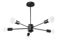 Sollux Deckenleuchte Schwarz Ø 66 cm 5-flammig für E27< Deckenleuchten|Wohnzimmerlampen