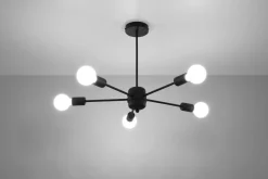 Sollux Deckenleuchte Schwarz Ø 66 cm 5-flammig für E27< Deckenleuchten|Wohnzimmerlampen