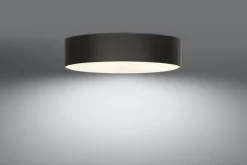 Stofflampen|Moderne Lampen*Sollux Deckenleuchte Schwarz Ø 50 cm rund flach Stoff Glas