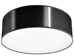 Sollux Deckenleuchte Schwarz Ø 25 cm rund flach E27 ATISS< Deckenleuchten|Flurlampen
