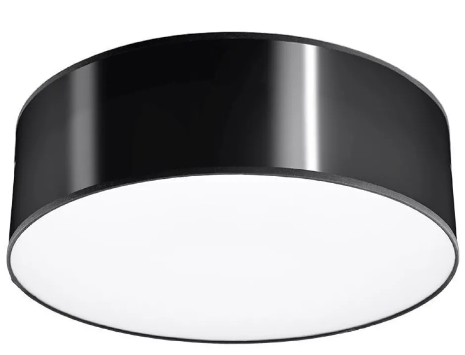 Sollux Deckenleuchte Schwarz Ø 25 cm rund flach E27 ATISS< Deckenleuchten|Flurlampen