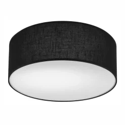 Deckenleuchten|Flurlampen*Lamkur Deckenleuchte Schwarz Ø 35 cm rund flach Stoff blendarm E27