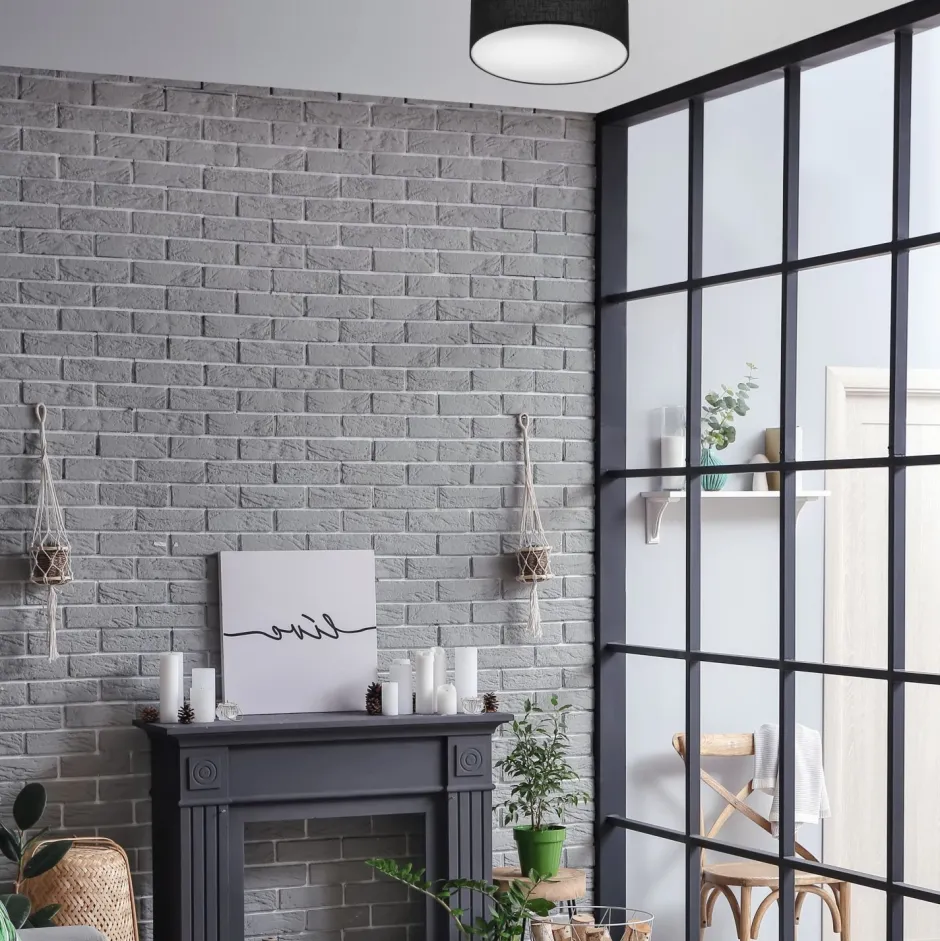 Deckenleuchten|Flurlampen*Lamkur Deckenleuchte Schwarz Ø 35 cm rund flach Stoff blendarm E27