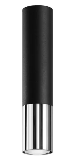 Küchenlampen|Moderne Lampen*Sollux Deckenleuchte Schwarz Chrom Ø 6 cm H: 29 cm Zylinder