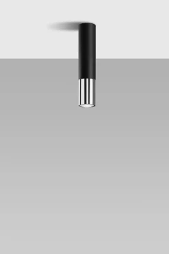 Küchenlampen|Moderne Lampen*Sollux Deckenleuchte Schwarz Chrom Ø 6 cm H: 29 cm Zylinder