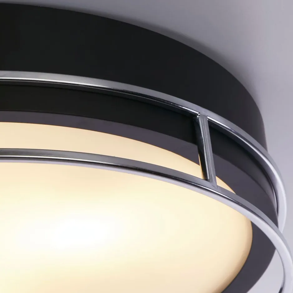 Glaslampen|Feuchtraumleuchten*Searchlight Deckenleuchte Schwarz Chrom IP44 E14 Ø 40 cm Badezimmer