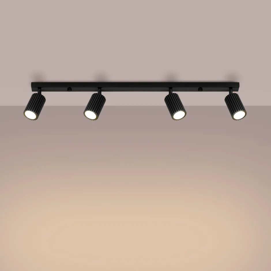 Sollux Deckenleuchte Schwarz 4-flammig GU10 81 cm lang Modern< Flurlampen|Wohnzimmerlampen