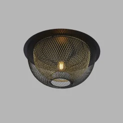 Deckenleuchten|Flurlampen*Searchlight Deckenleuchte Schwarz Gold rund Ø 40 cm E27 Metall