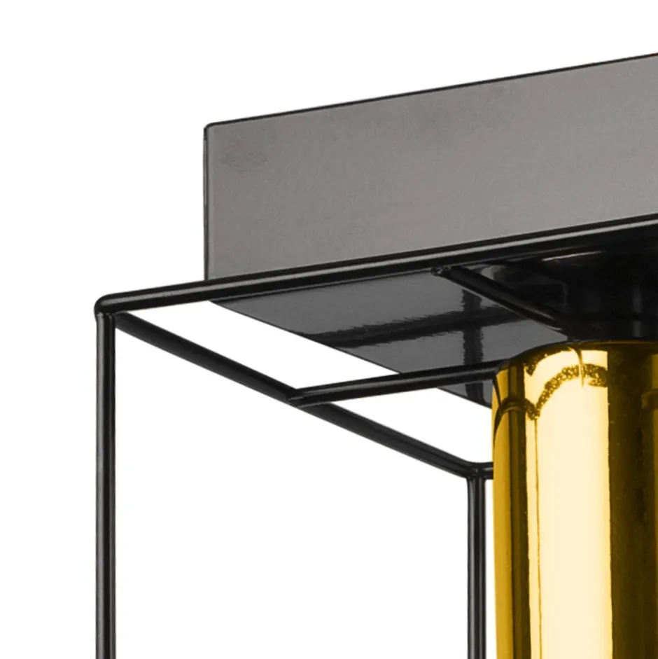 Lamkur Deckenleuchte Schwarz Gold 61 cm lang Metall 4-flammig E27< Deckenleuchten|Flurlampen