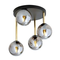 Emibig Deckenleuchte Schwarz Grau Gold E14 Rauchglas Ø 40 cm< Deckenleuchten|Bürolampen