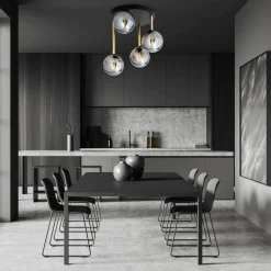 Emibig Deckenleuchte Schwarz Grau Gold E14 Rauchglas Ø 40 cm< Deckenleuchten|Bürolampen